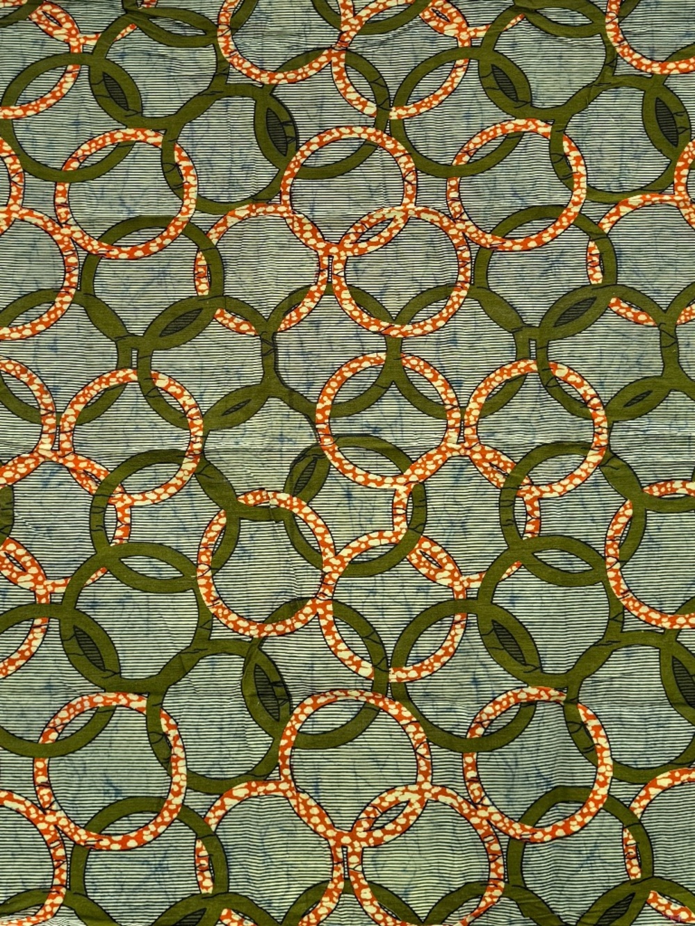New Guaranteed Real Wax HiTarget African Fabric 1.75 yds Orange Green Circles
